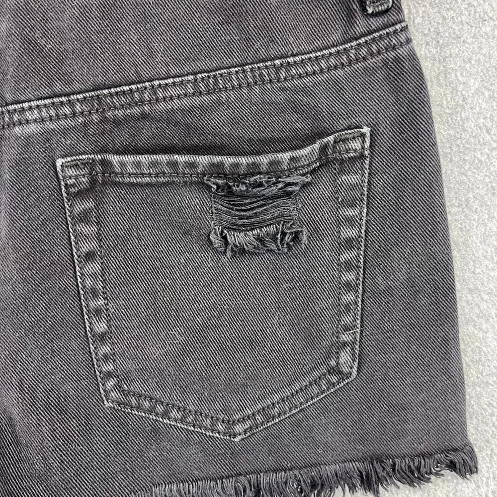 PacSun Denim Shorts Womens 25 Black High Rise Festival Distressed Frayed Hem